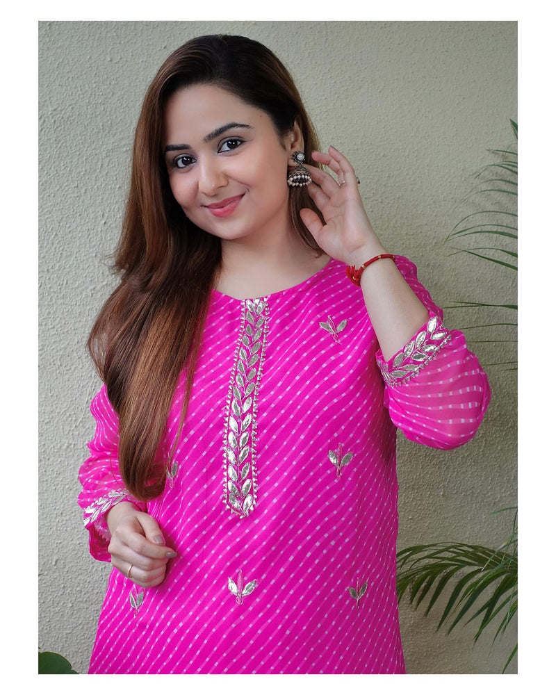 Light Pink Leheriya Gotapatti Kurti