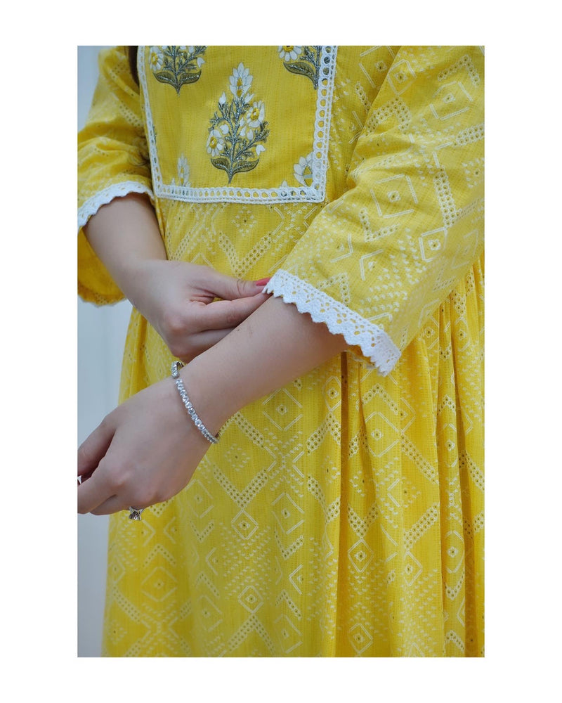 Yellow A Line Kurta