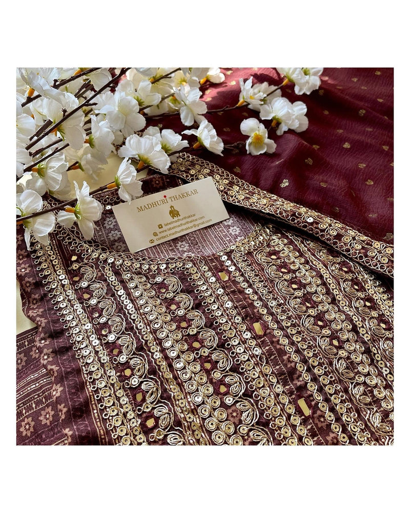Brown Embroidered Suit