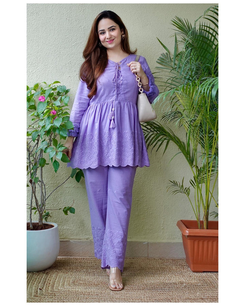 Lavender Schiffli Co-ord Set