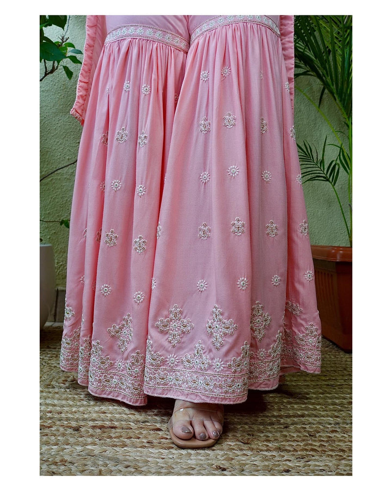 Pink Threadwork Sharara Set