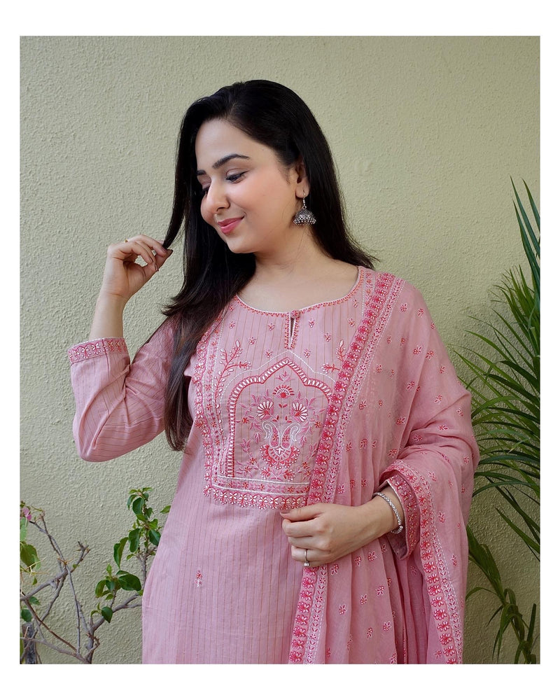 Baby Pink Embroidered Suit