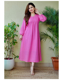 Pink Schiffli A Line Dress