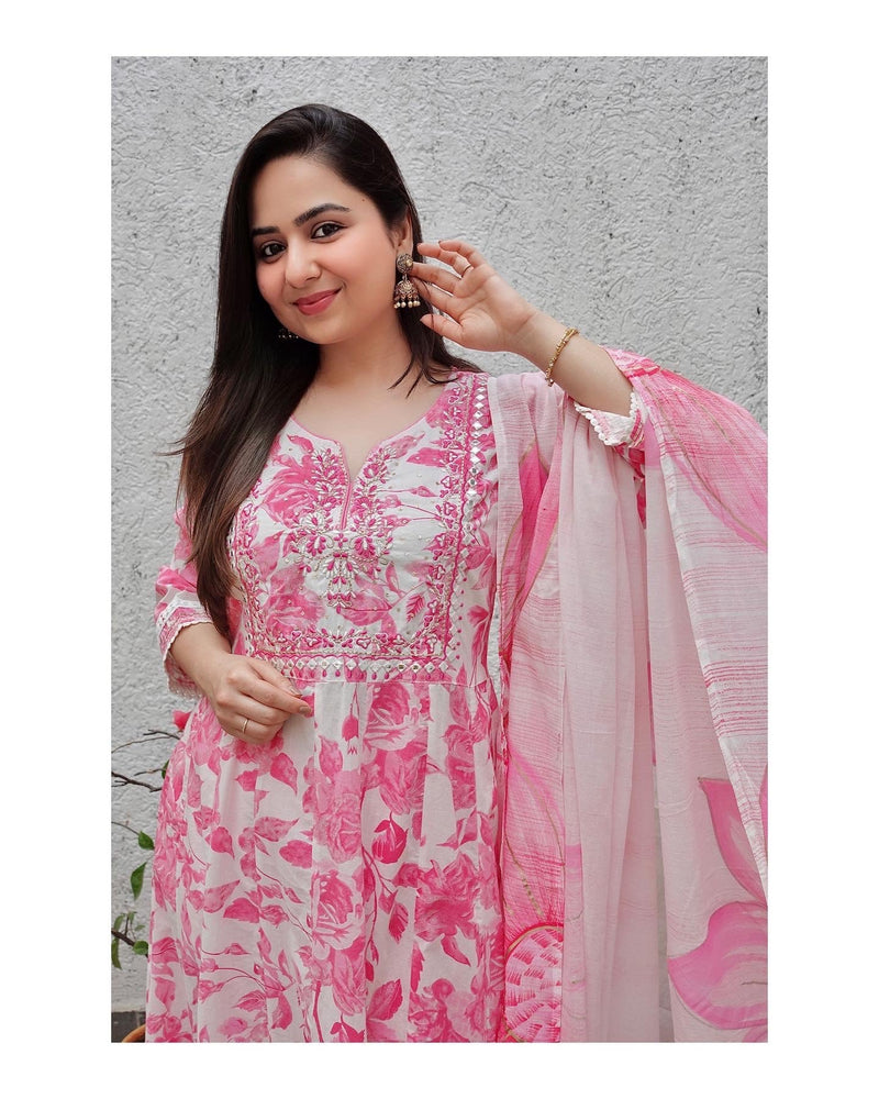 Pink Floral Anarkali