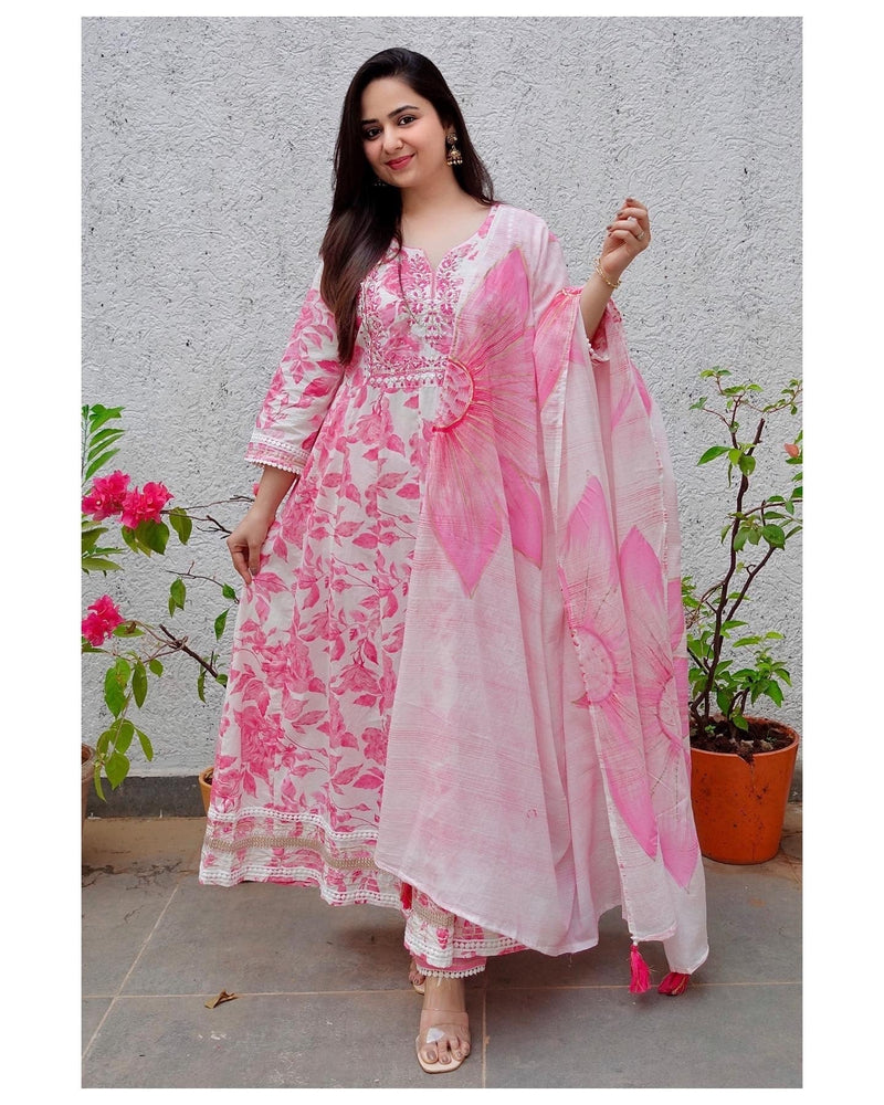 Pink Floral Anarkali