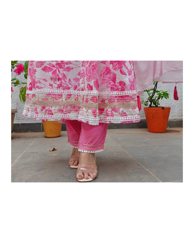 Pink Floral Anarkali