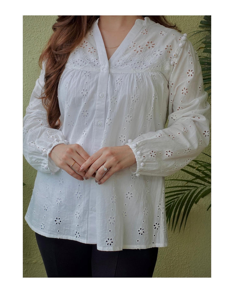 White Schiffli Tunic