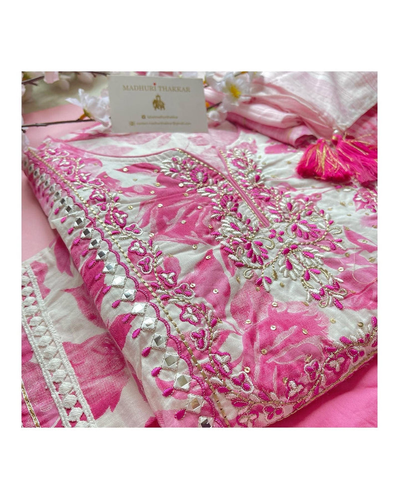 Pink Floral Anarkali