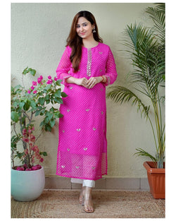 Light Pink Leheriya Gotapatti Kurti