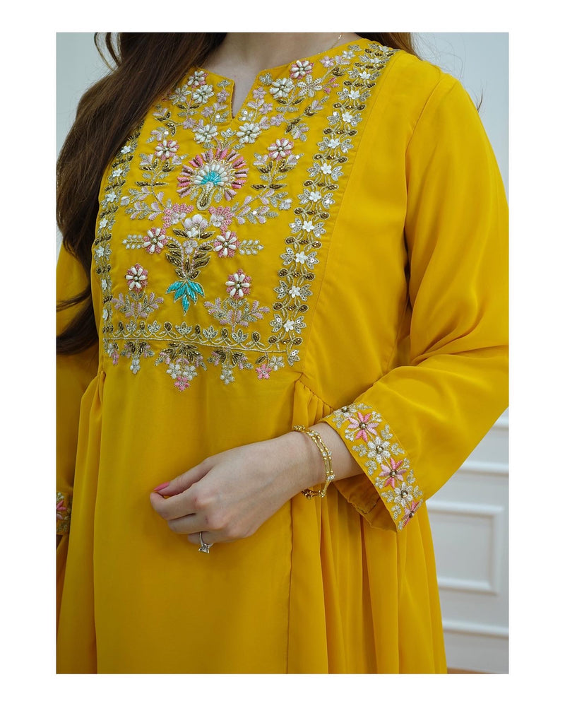 Yellow Handwork Sharara Set