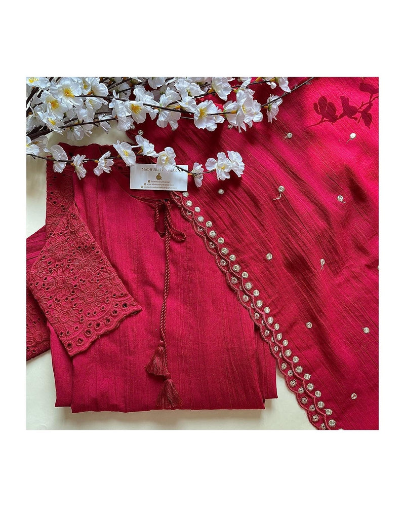 Red Cutwork Anarkali