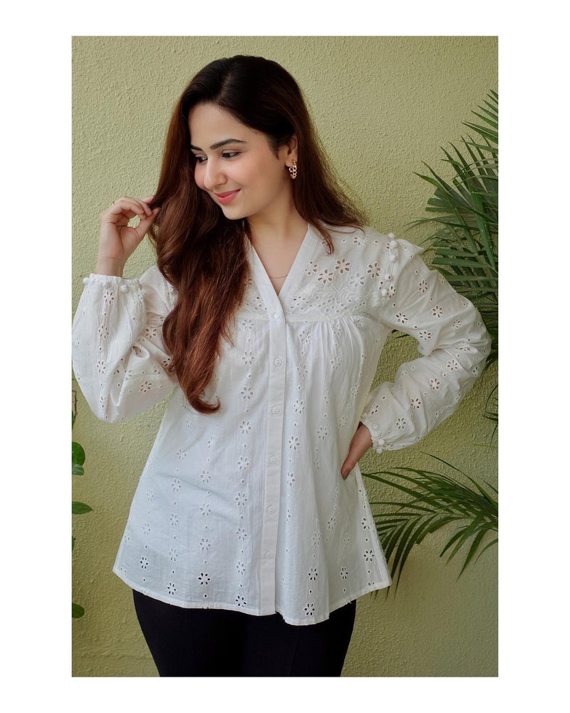 White Schiffli Tunic