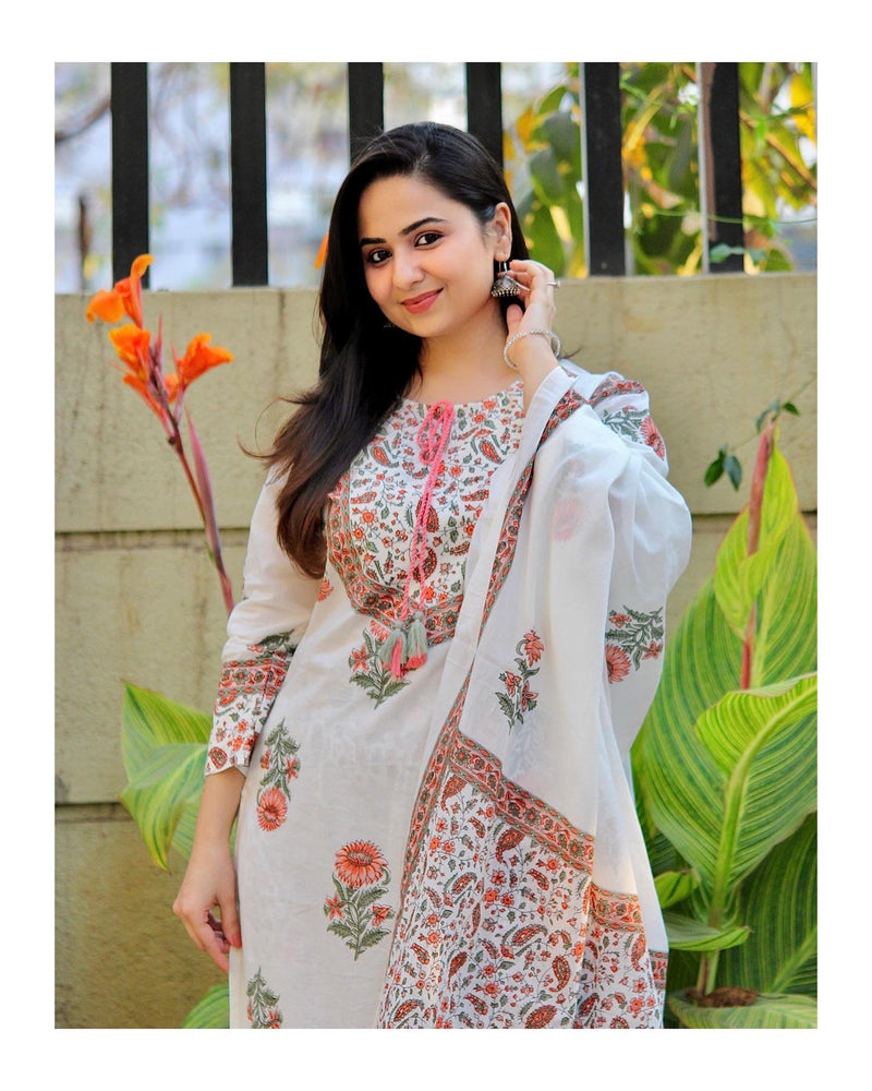 Cotton Floral Kurta Set