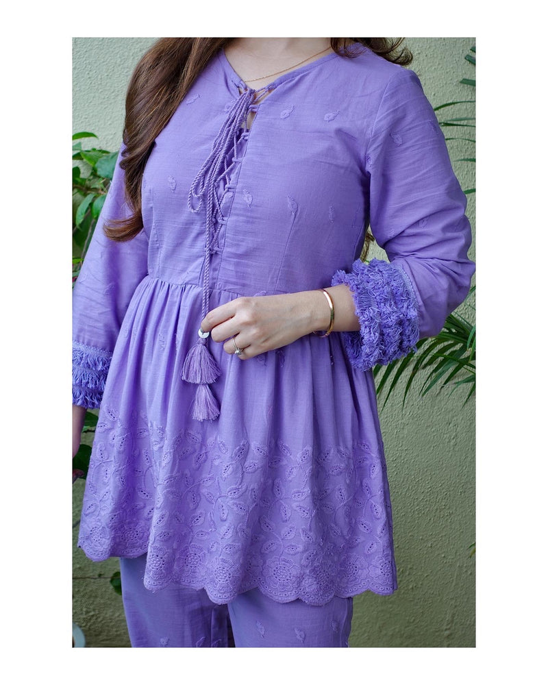 Lavender Schiffli Co-ord Set