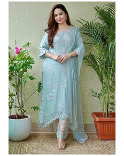 Icy Blue Handwork Suit