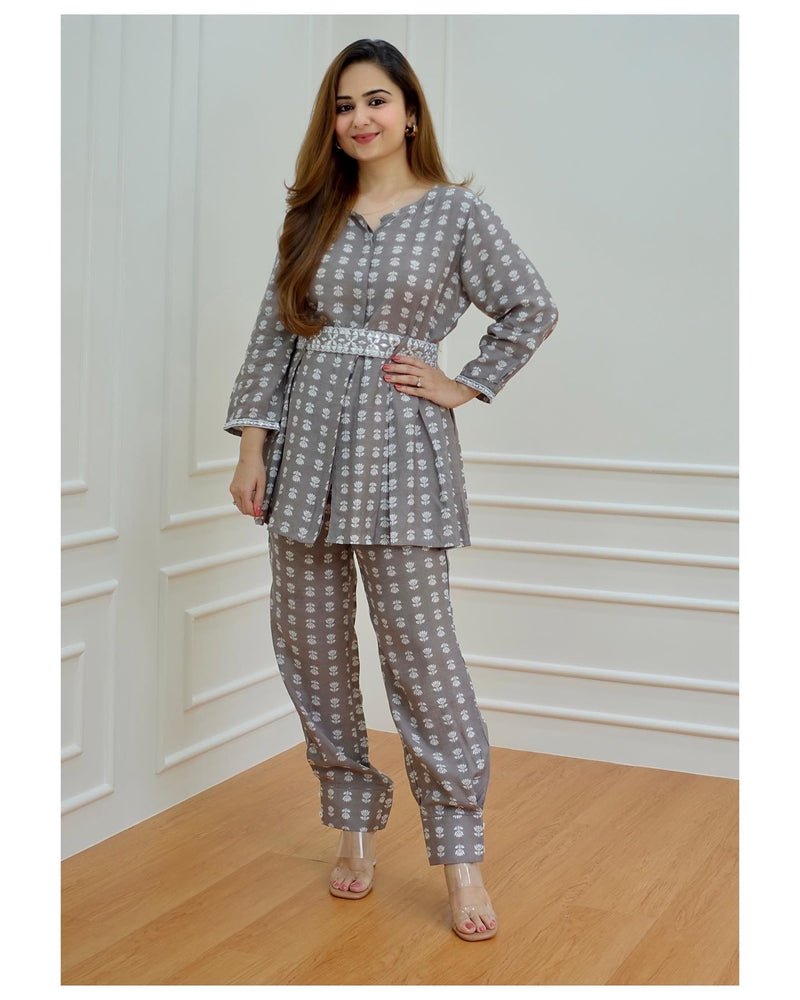 Grey Muslin Co-ord Set