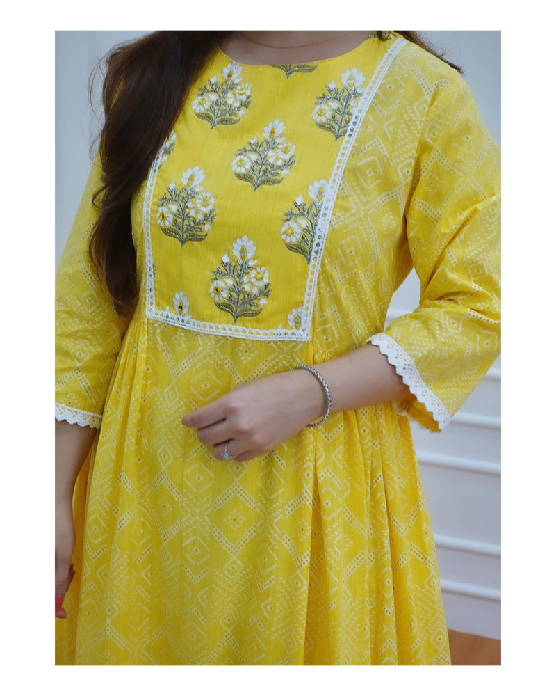 Yellow A Line Kurta