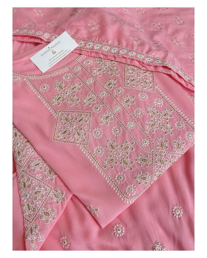 Pink Threadwork Sharara Set