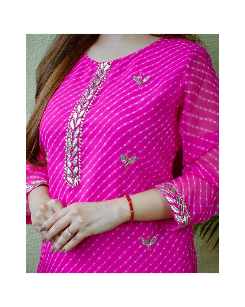 Light Pink Leheriya Gotapatti Kurti