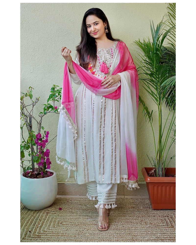 Ivory Gotapatti Suit Set