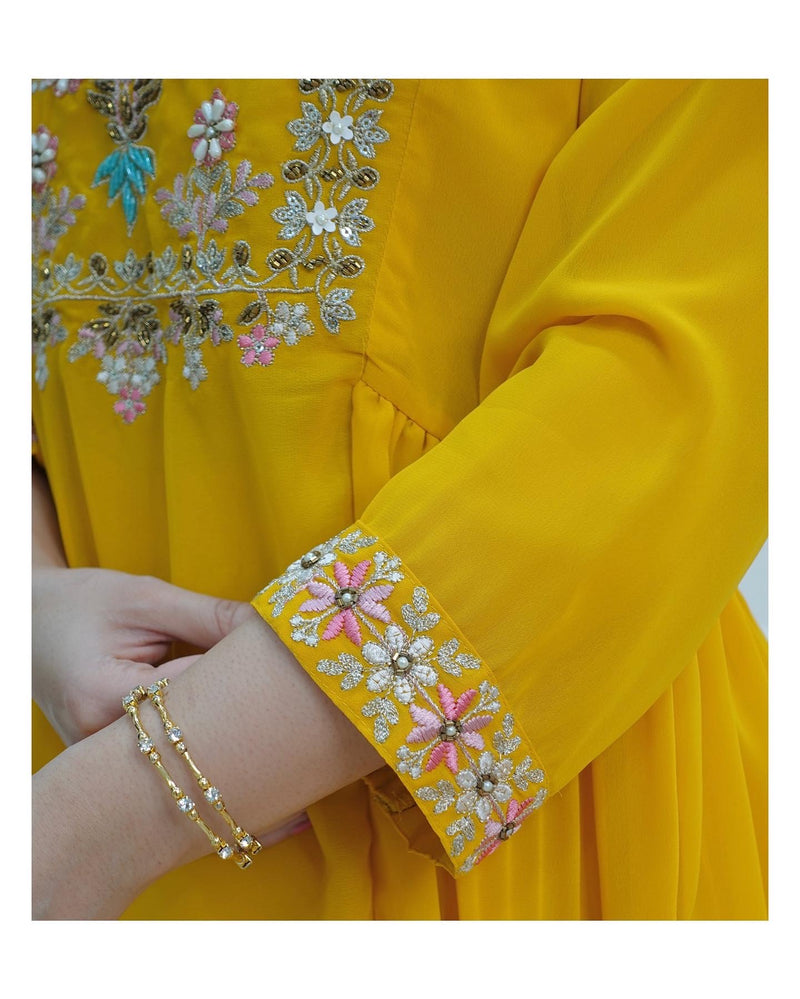 Yellow Handwork Sharara Set