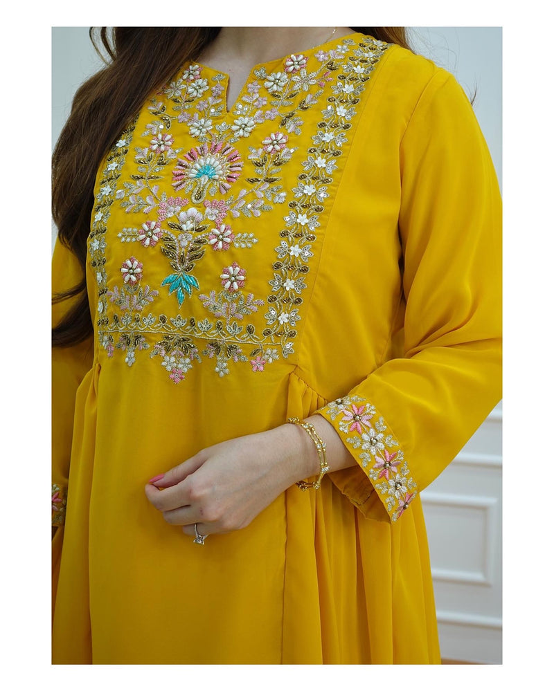 Yellow Handwork Sharara Set