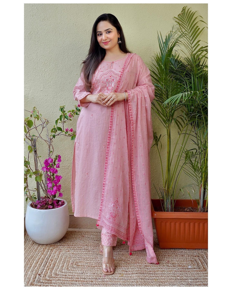 Baby Pink Embroidered Suit