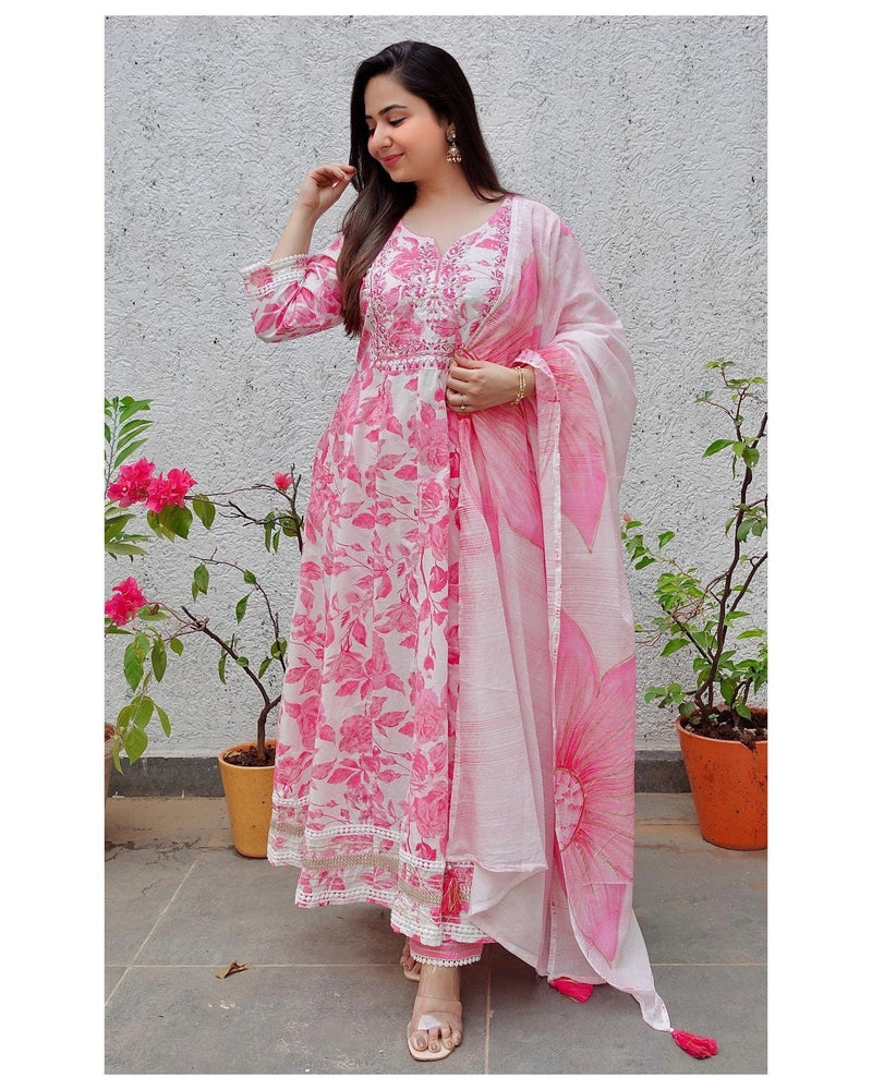 Pink Floral Anarkali