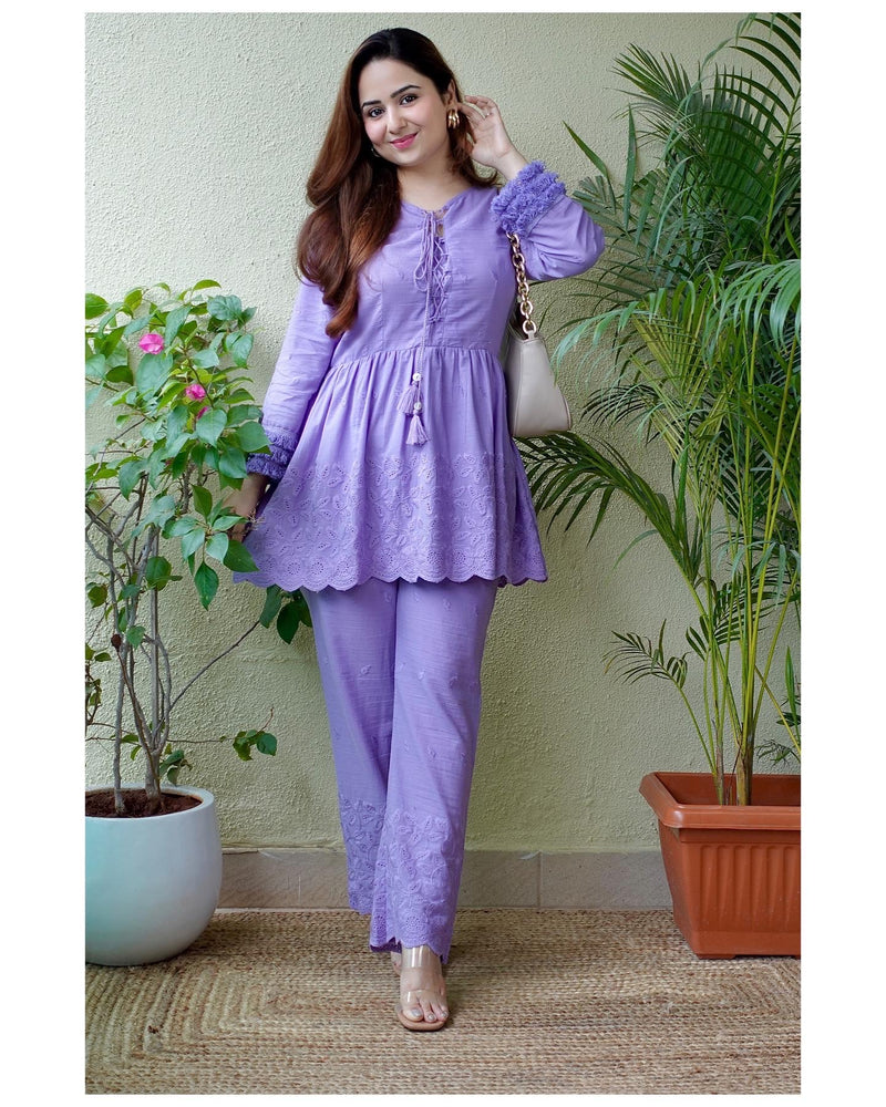 Lavender Schiffli Co-ord Set