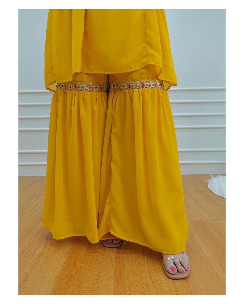 Yellow Handwork Sharara Set