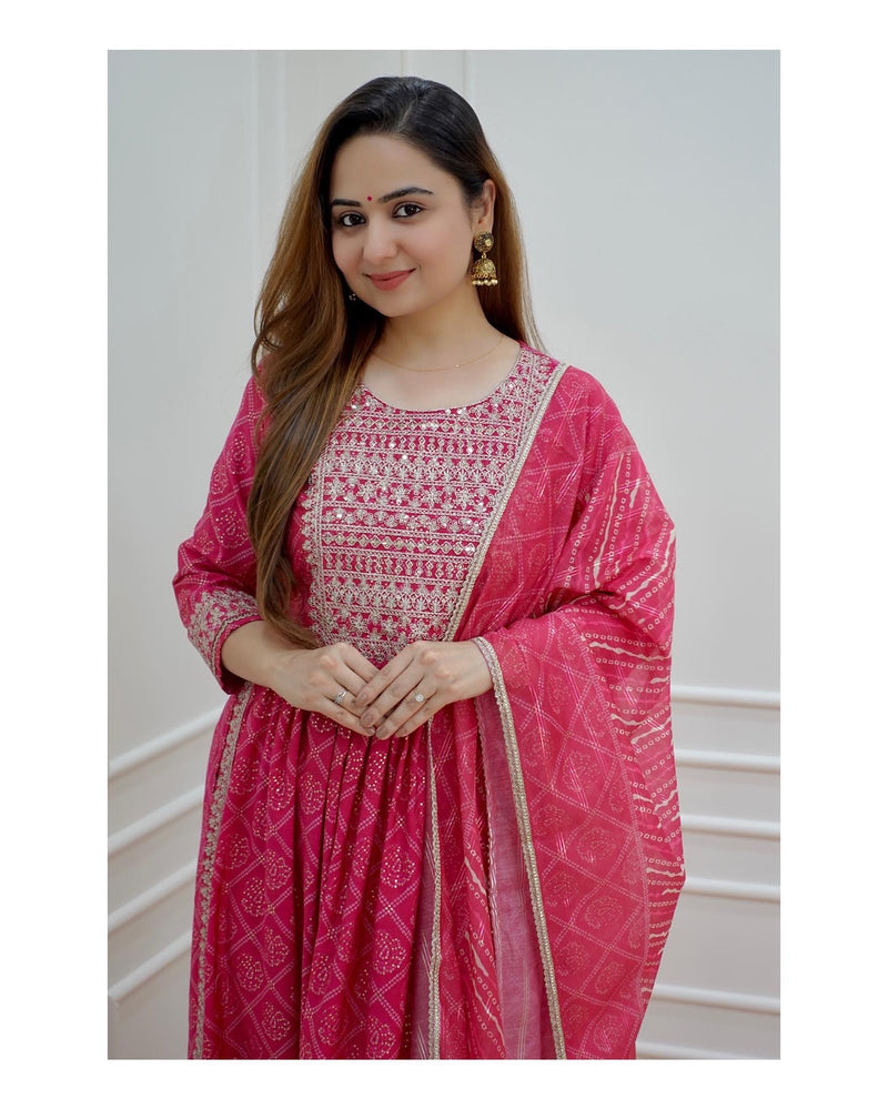 Pink Chanderi Nayra Suit Set