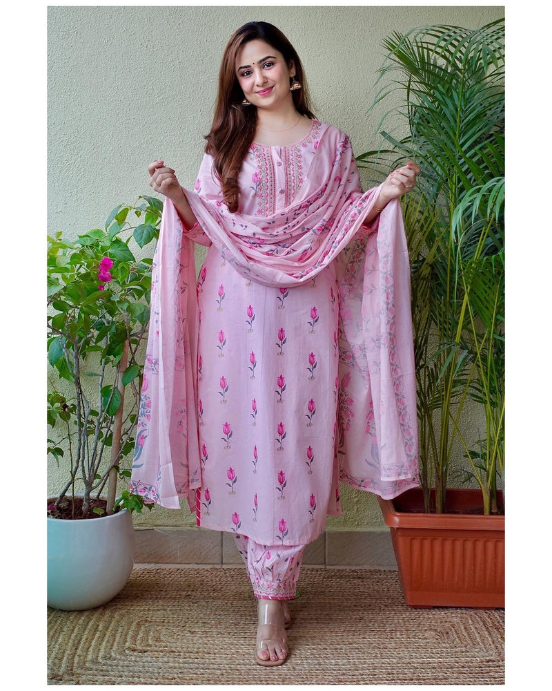 Pink Hand-Painted Afghani Suit
