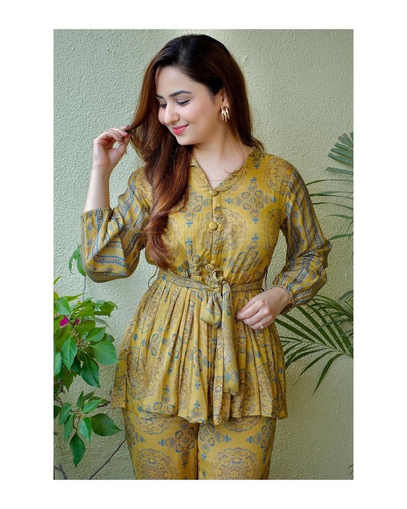 Mustard Muslin Co-ord Set