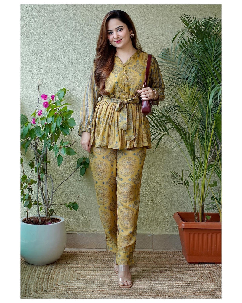 Mustard Muslin Co-ord Set