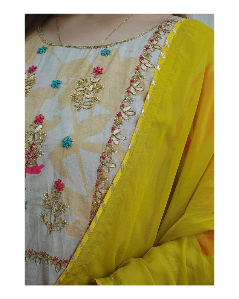 Ivory Muslin Gotapatti Suit