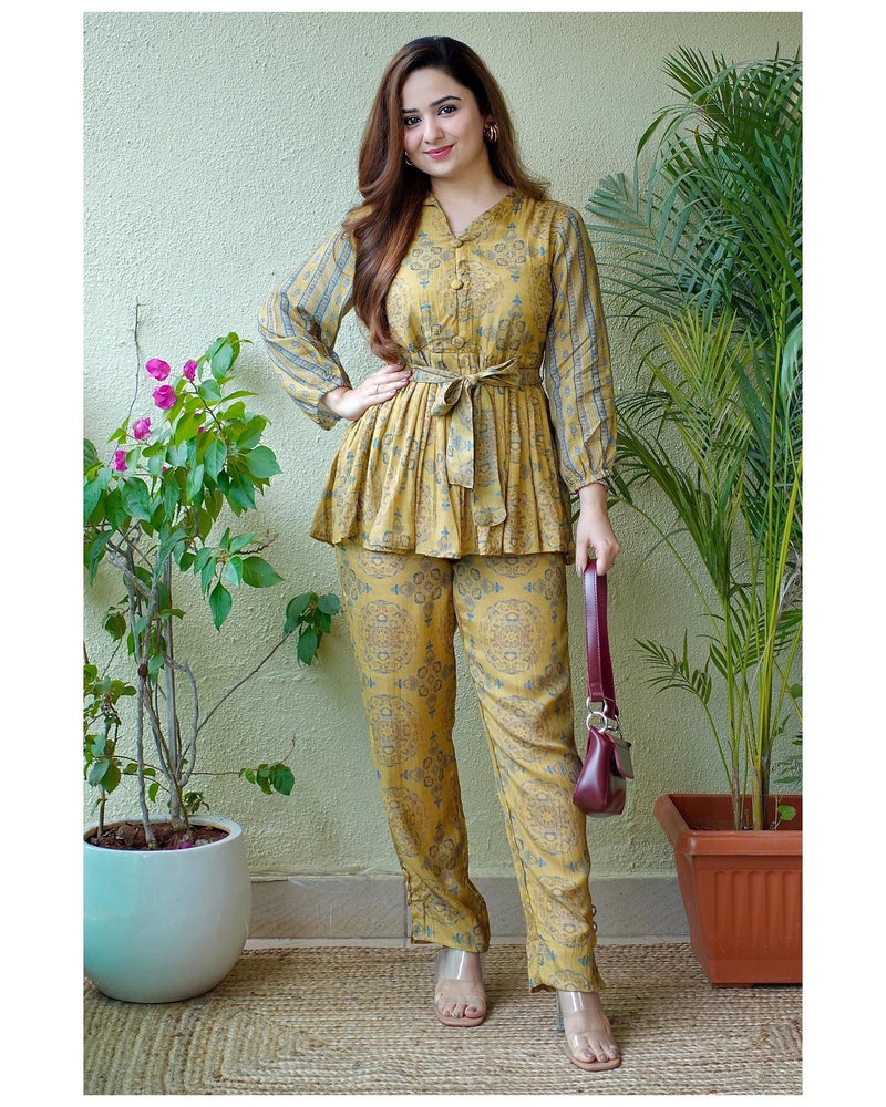 Mustard Muslin Co-ord Set