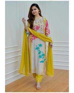 Ivory Muslin Gotapatti Suit