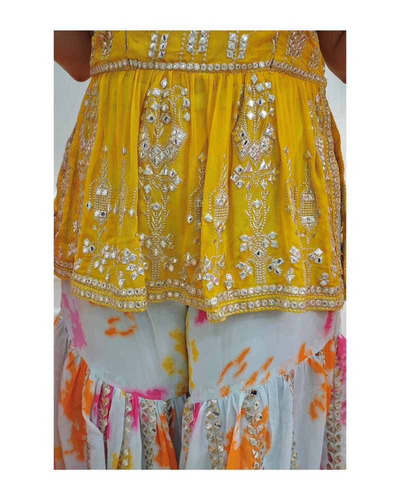 Yellow Peplum Sharara Set