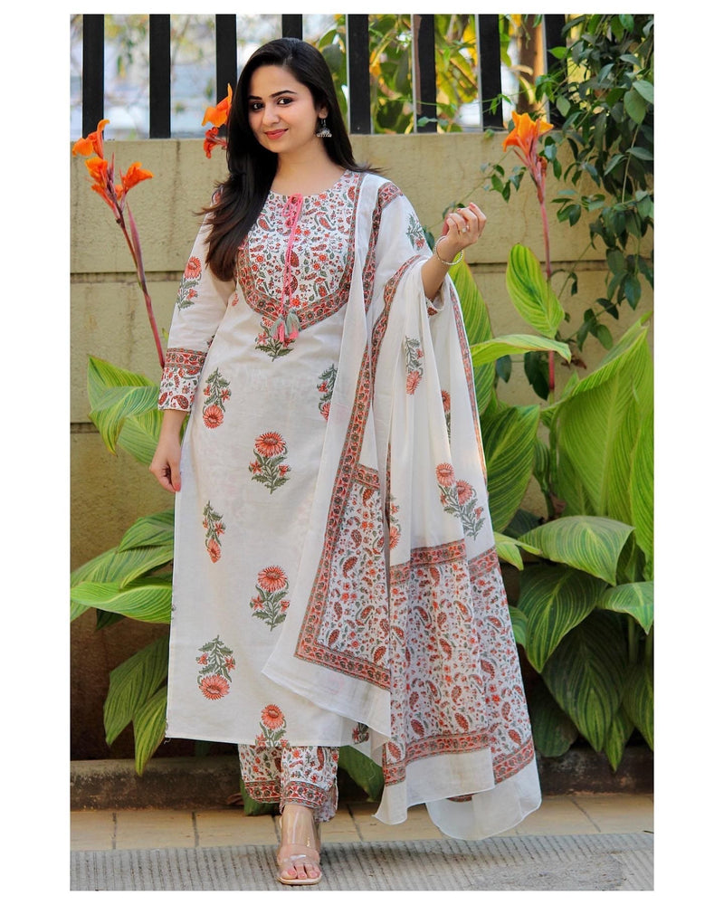 Cotton Floral Kurta Set