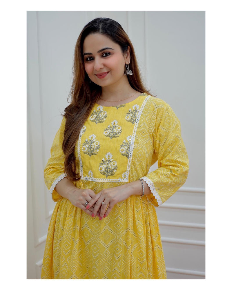 Yellow A Line Kurta