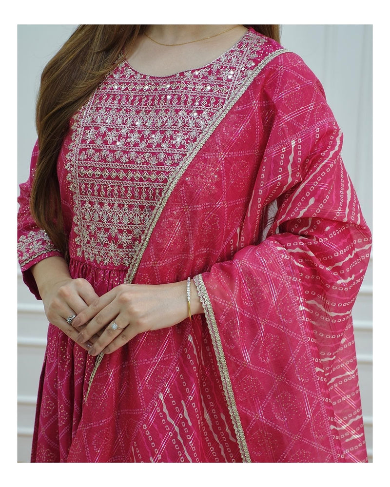 Pink Chanderi Nayra Suit Set