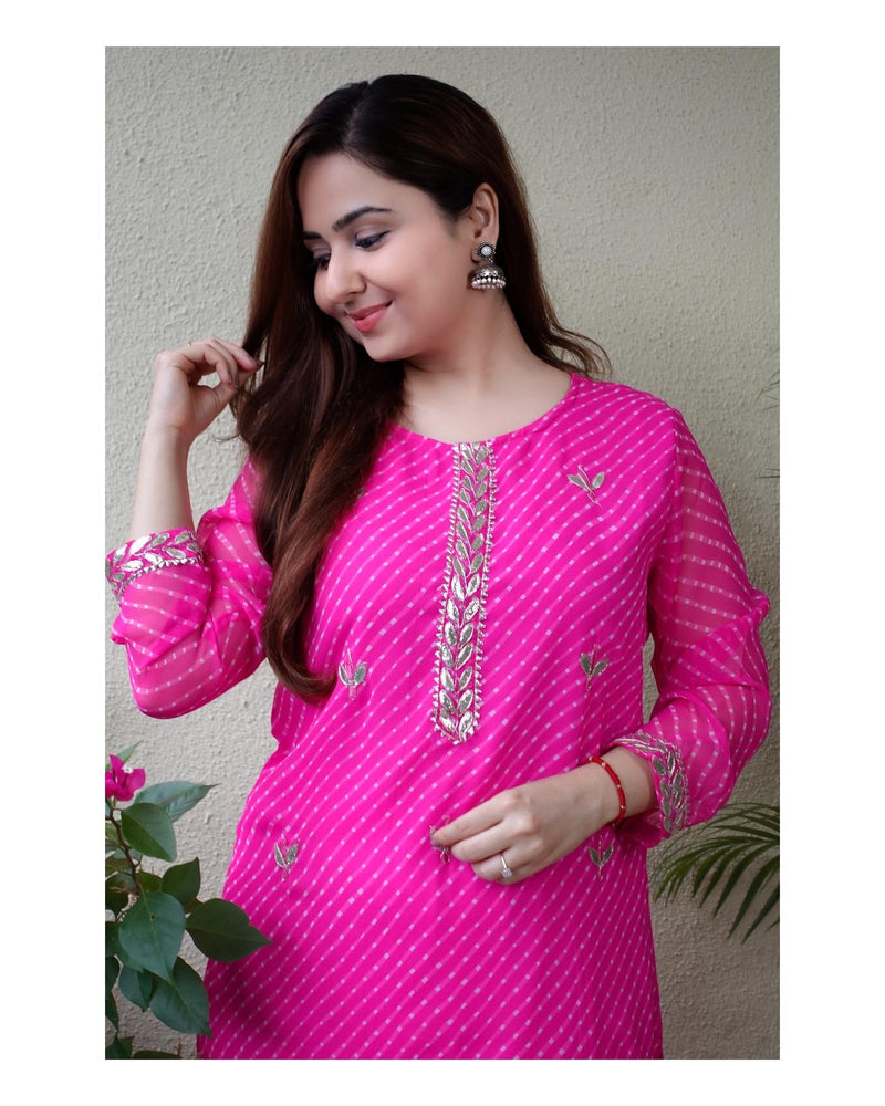 Light Pink Leheriya Gotapatti Kurti