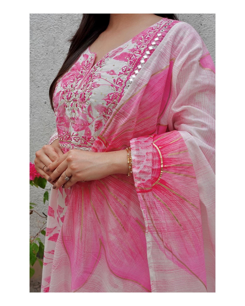 Pink Floral Anarkali