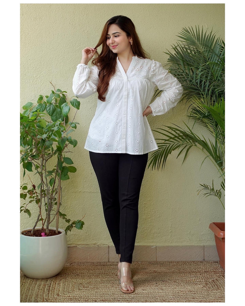 White Schiffli Tunic