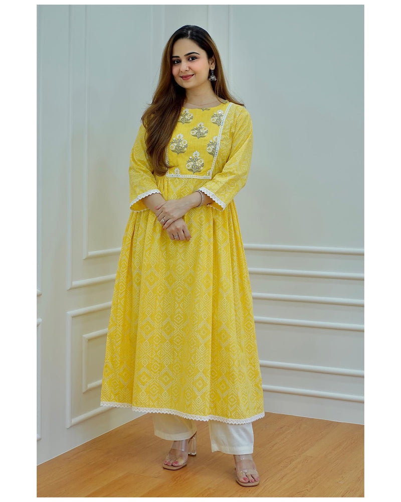 Yellow A Line Kurta