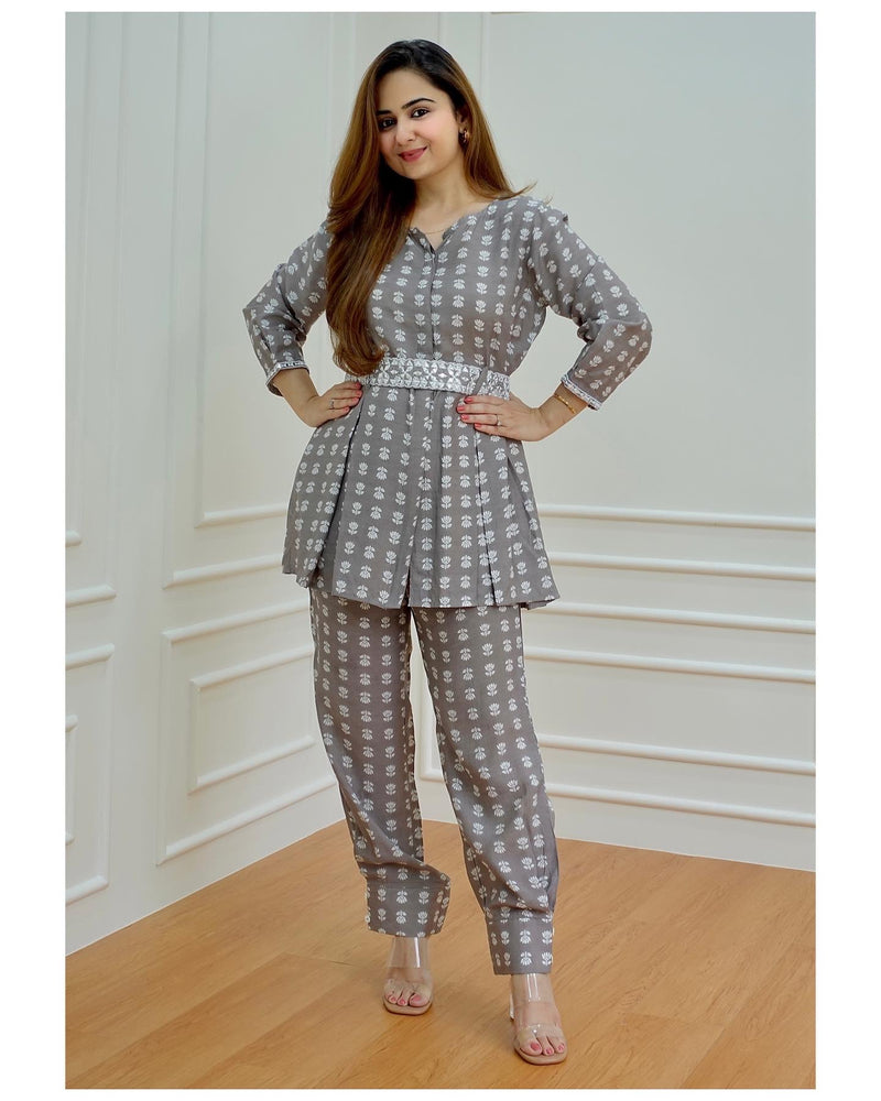 Grey Muslin Co-ord Set