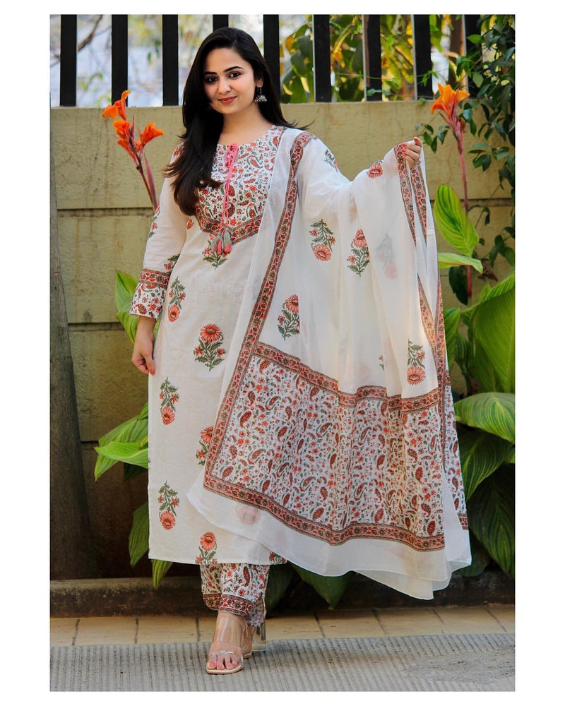 Cotton Floral Kurta Set