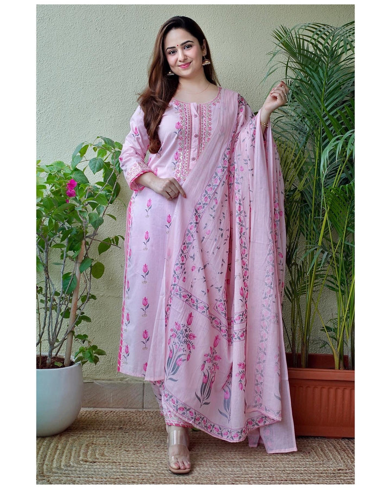Pink Hand-Painted Afghani Suit