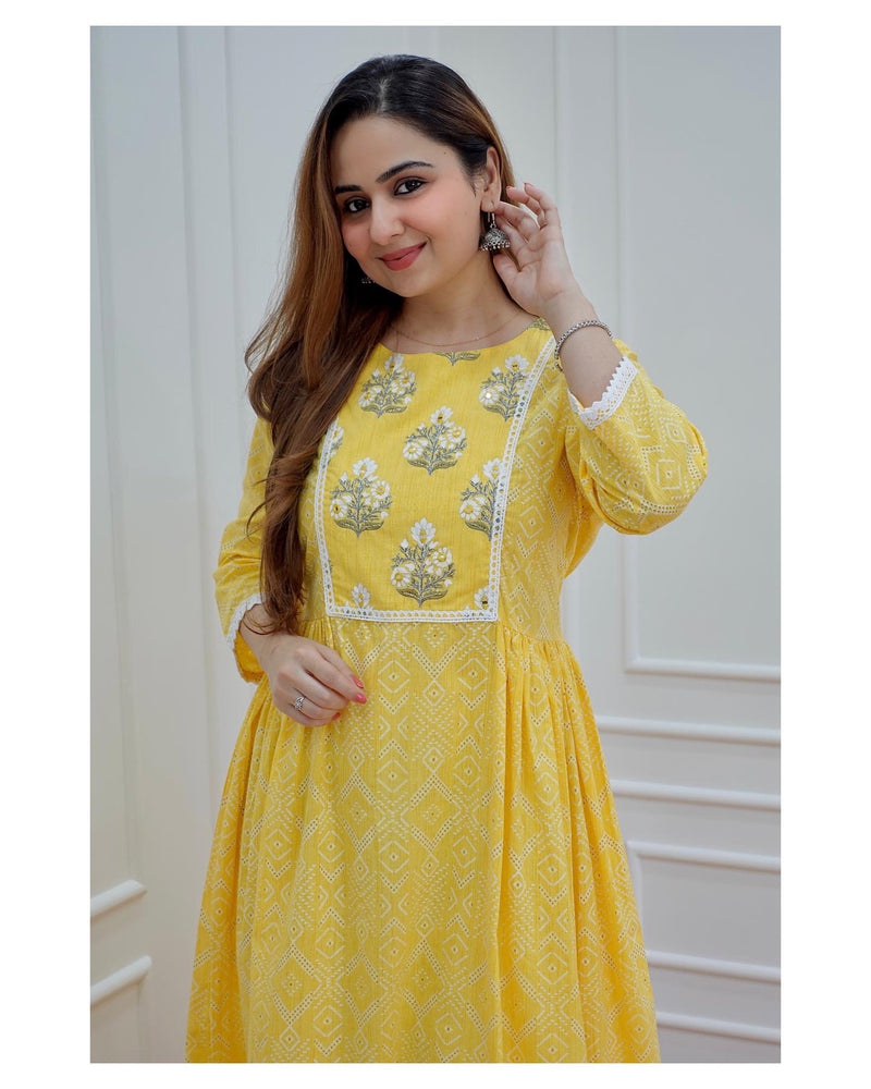 Yellow A Line Kurta