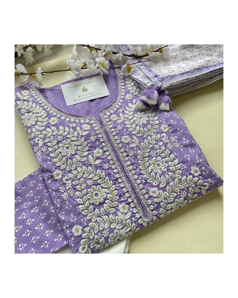 Lavender Embroidered Suit Set